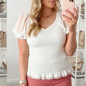 Women's Off-White Smocked Top